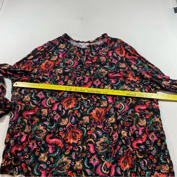 Croft & Barrow Blouse Woman’s 3Extra Large Tiered Floral Long Sleeve Top Red - Picture 6 of 10